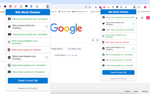 Site Block Checker  from Chrome web store to be run with OffiDocs Chromium online