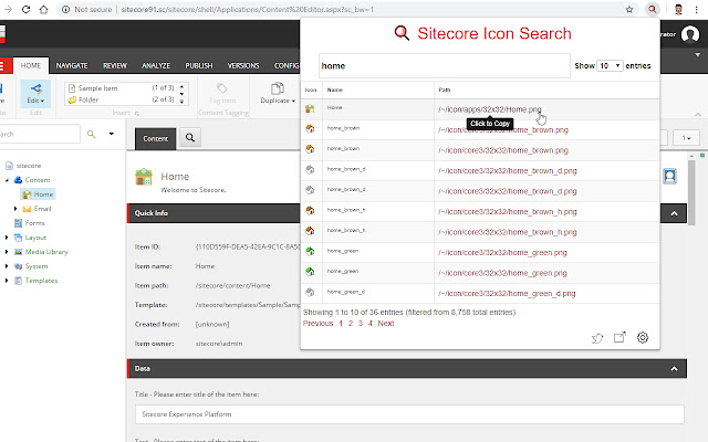 Sitecore Icon Search  from Chrome web store to be run with OffiDocs Chromium online