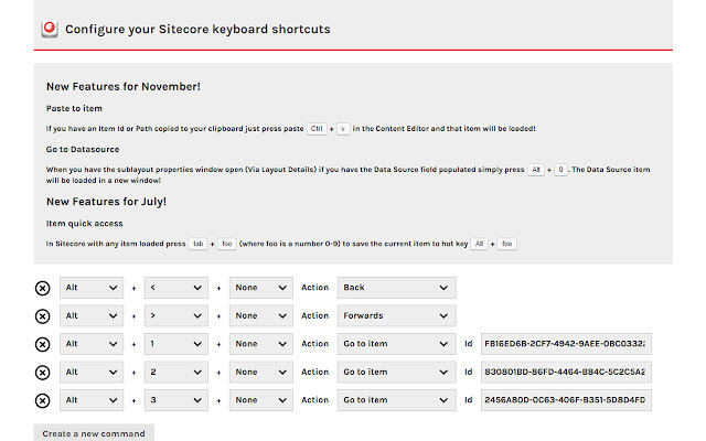 Sitecore keyboard shortcuts  from Chrome web store to be run with OffiDocs Chromium online