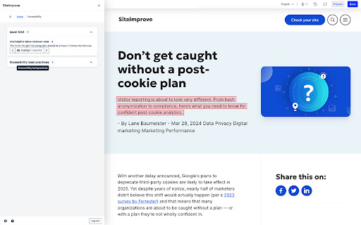 Siteimprove Content Assistant  from Chrome web store to be run with OffiDocs Chromium online