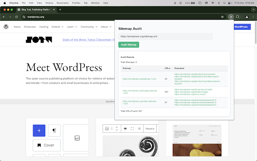 Sitemap Audit  from Chrome web store to be run with OffiDocs Chromium online