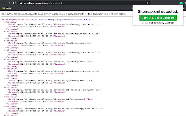Sitemap Parser  from Chrome web store to be run with OffiDocs Chromium online