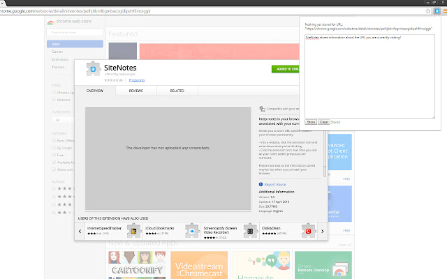 SiteNotes  from Chrome web store to be run with OffiDocs Chromium online