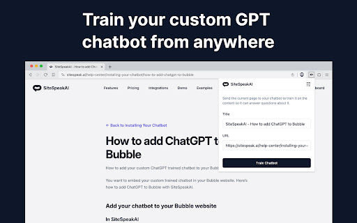 SiteSpeakAI  from Chrome web store to be run with OffiDocs Chromium online