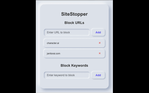 SiteStopper  from Chrome web store to be run with OffiDocs Chromium online