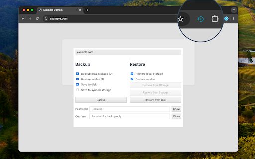 Site Storage Backup  from Chrome web store to be run with OffiDocs Chromium online