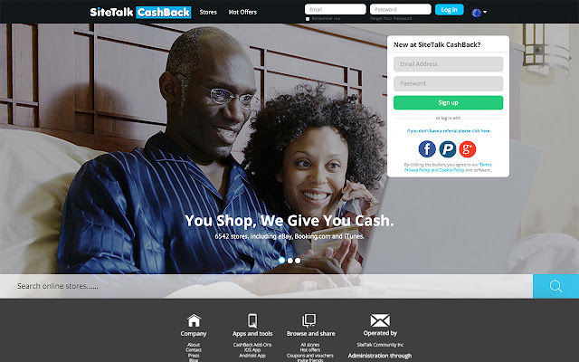 SiteTalk Cashback Add on  from Chrome web store to be run with OffiDocs Chromium online