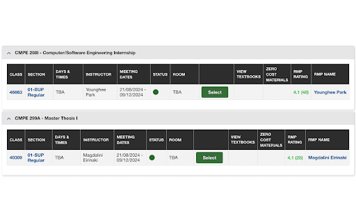SJSU RateMyProfessors  from Chrome web store to be run with OffiDocs Chromium online