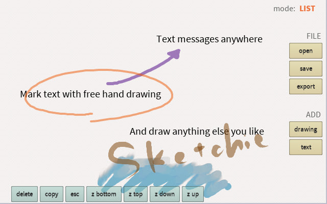 Sketchie  from Chrome web store to be run with OffiDocs Chromium online