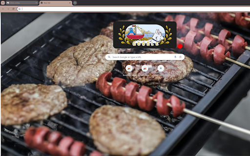 skewered sausages sizzling on a hot grill  from Chrome web store to be run with OffiDocs Chromium online