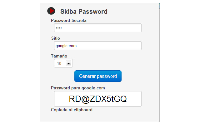 Skiba Password  from Chrome web store to be run with OffiDocs Chromium online