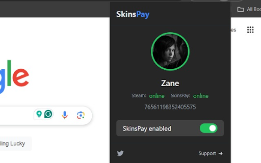 SkinsPay Link  from Chrome web store to be run with OffiDocs Chromium online