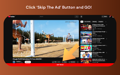 Skip The Ad / No Ads Player for Youtube  from Chrome web store to be run with OffiDocs Chromium online
