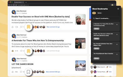 Skool Bookmarks  from Chrome web store to be run with OffiDocs Chromium online
