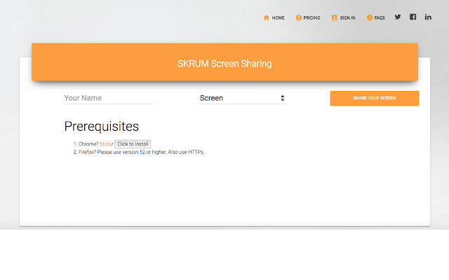 Skrum Screen Sharing de Chrome web store se ejecutará con OffiDocs Chromium en línea
