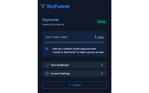 Skyfunnel Lead Extractor  from Chrome web store to be run with OffiDocs Chromium online