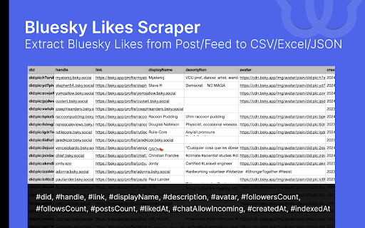 SkyLikes Bluesky Likes Export Tool  from Chrome web store to be run with OffiDocs Chromium online