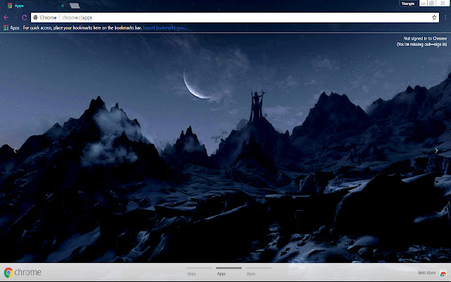 Skyrim Castle Dragon Forest Mountain 1366x768  from Chrome web store to be run with OffiDocs Chromium online