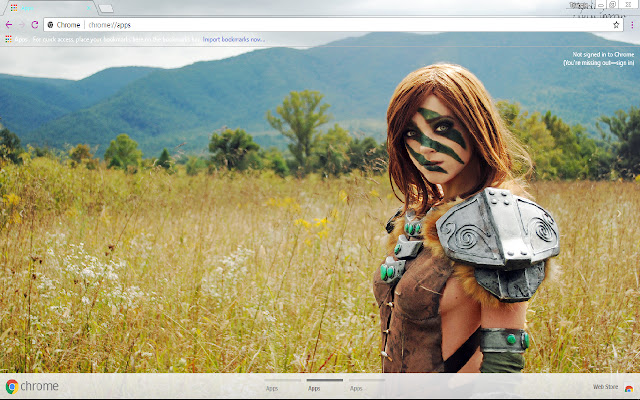 Skyrim girl theme 1366x768  from Chrome web store to be run with OffiDocs Chromium online