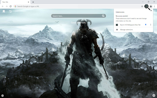 Skyrim HD Wallpapers New Tab  from Chrome web store to be run with OffiDocs Chromium online