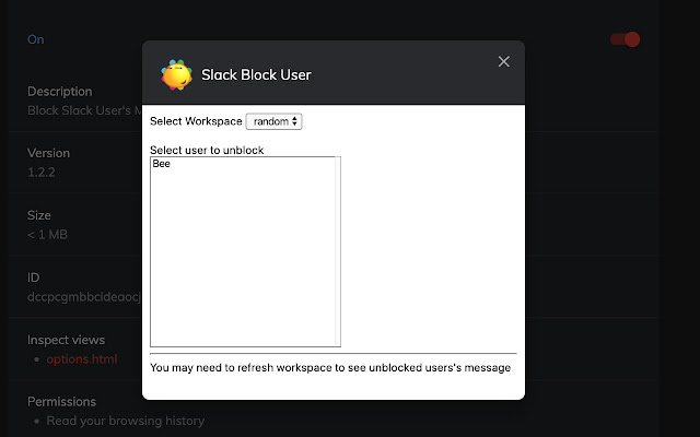 Slack Block User (Fork)  from Chrome web store to be run with OffiDocs Chromium online