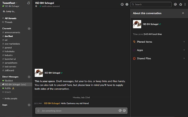 Slack dark mode  from Chrome web store to be run with OffiDocs Chromium online