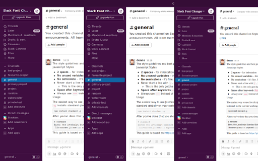 Slack Font Changer  from Chrome web store to be run with OffiDocs Chromium online
