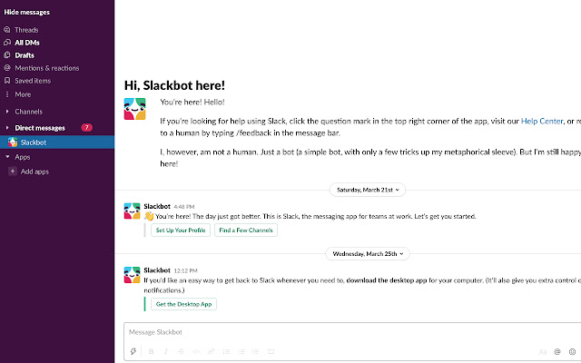 Slack hider  from Chrome web store to be run with OffiDocs Chromium online