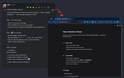 Slack Markdown Viewer  from Chrome web store to be run with OffiDocs Chromium online