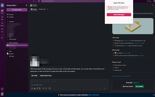 Slack PM Nuke  from Chrome web store to be run with OffiDocs Chromium online