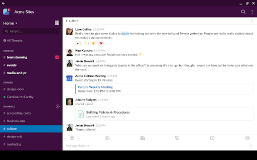 Slack PWA  from Chrome web store to be run with OffiDocs Chromium online