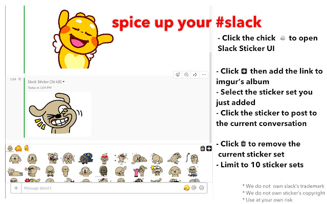 Slack Sticker  from Chrome web store to be run with OffiDocs Chromium online