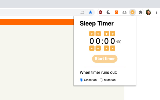 Sleep Timer  from Chrome web store to be run with OffiDocs Chromium online