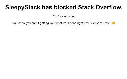 SleepyStack Stack Overflow Blocker  from Chrome web store to be run with OffiDocs Chromium online
