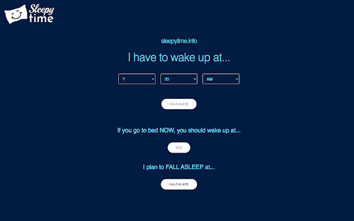 Sleepytime.info Sleep Cycle Calculator  from Chrome web store to be run with OffiDocs Chromium online
