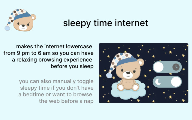 sleepytime internet  from Chrome web store to be run with OffiDocs Chromium online