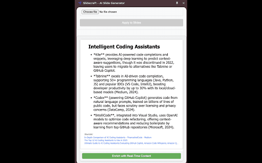 Slidecraft AI Slide Generator  from Chrome web store to be run with OffiDocs Chromium online