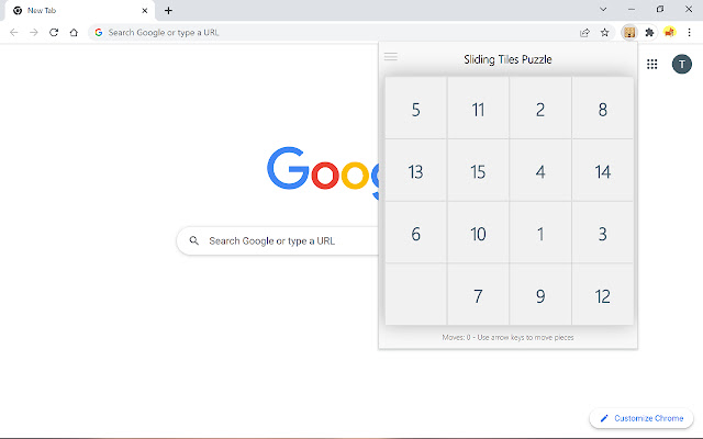 Sliding Tiles Puzzle Game  from Chrome web store to be run with OffiDocs Chromium online