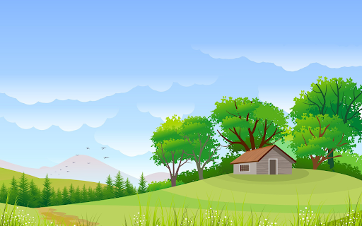 Small house on grass and flower hill  from Chrome web store to be run with OffiDocs Chromium online