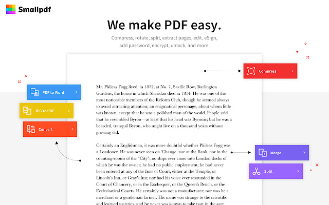 Smallpdf Edit, Compress and Convert PDF  from Chrome web store to be run with OffiDocs Chromium online