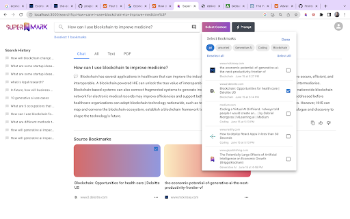 Smart Bookmarks: chat with your bookmarks  from Chrome web store to be run with OffiDocs Chromium online