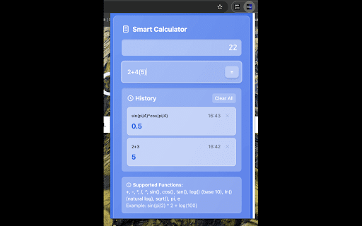 Smart Calculator  from Chrome web store to be run with OffiDocs Chromium online