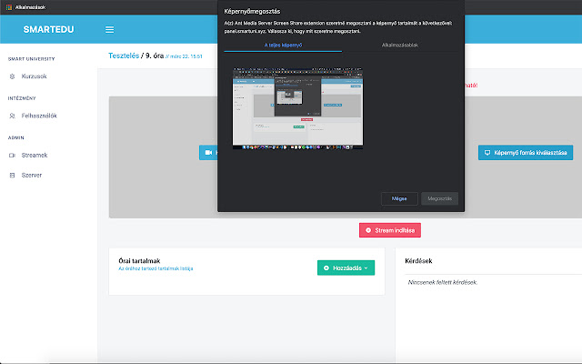 SmartEdu Képernyőmegosztás  from Chrome web store to be run with OffiDocs Chromium online