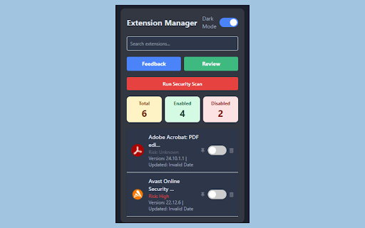 Smart Extension Manager: ExtensionMaster  from Chrome web store to be run with OffiDocs Chromium online