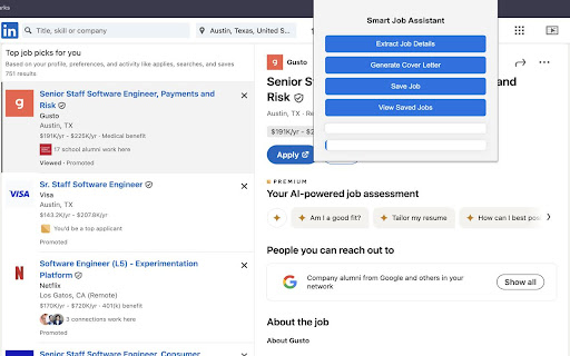 Smart Job Assistant  from Chrome web store to be run with OffiDocs Chromium online