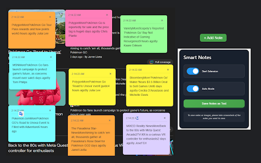 Smart Notes Extension  from Chrome web store to be run with OffiDocs Chromium online