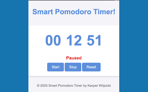 Smart Pomodoro Timer  from Chrome web store to be run with OffiDocs Chromium online