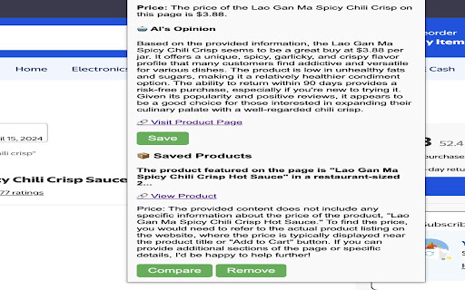 Smart Product Comparator  from Chrome web store to be run with OffiDocs Chromium online