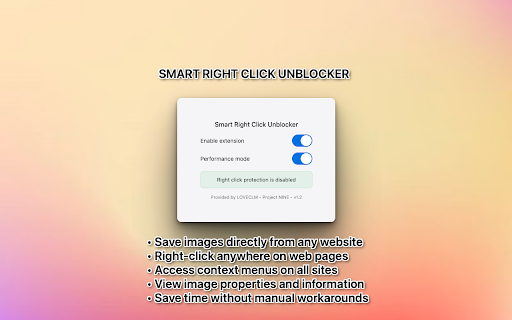 Smart Right Click Unblocker  from Chrome web store to be run with OffiDocs Chromium online