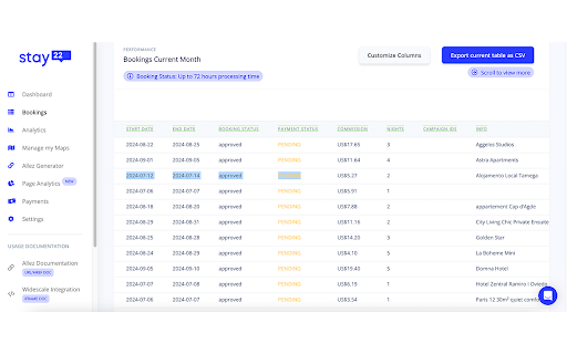 Smart Sort Stay22 Bookings  from Chrome web store to be run with OffiDocs Chromium online